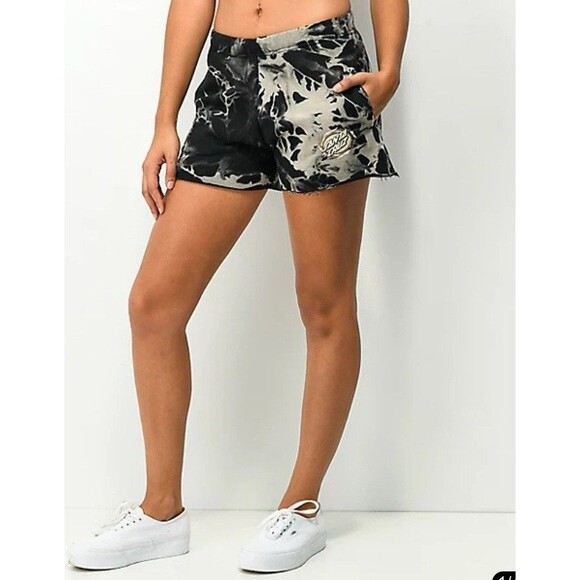 Santa Cruz Black Marbled Tie Dyed Mini Sweat Shirts. Medium. Pockets! - Picture 1 of 8